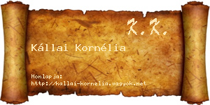 Kállai Kornélia névjegykártya
